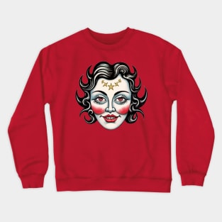 Vintage Flash Tattoo Witchy Woman Face Crewneck Sweatshirt